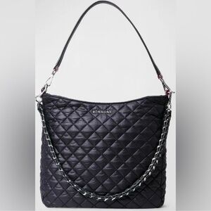 MZ Wallace Navy Quilted Shoulder Hobo Bag
